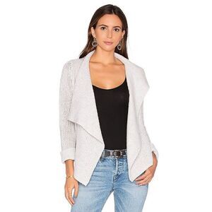 360 CASHMERE Jordana Drape Front Cashmere Cardigan Light Grey Tweed Women’s XS